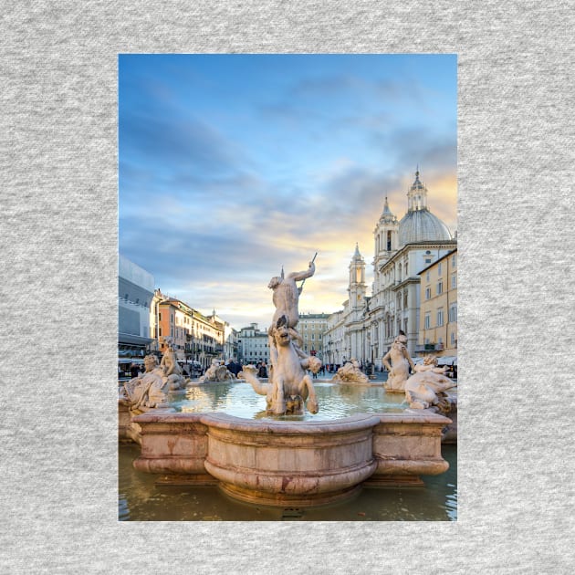 Piazza Navona and Fontana del Nettuno in Rome, Italy by mitzobs